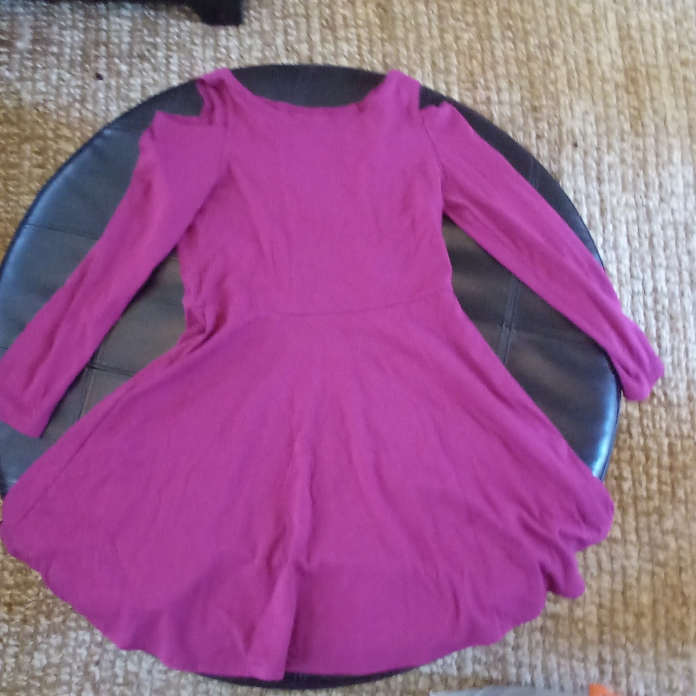 Bright plum cold shoulder dress